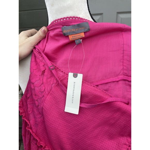 Anthropologie Bhanuni Jyoti Sleeveless Patchwork Lace Midi Dress Pink Large - Picture 8 of 9